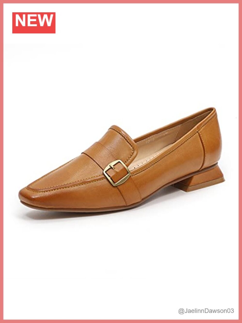 Women's Leather Square Toe Penny Loafers Slip On Office Flats